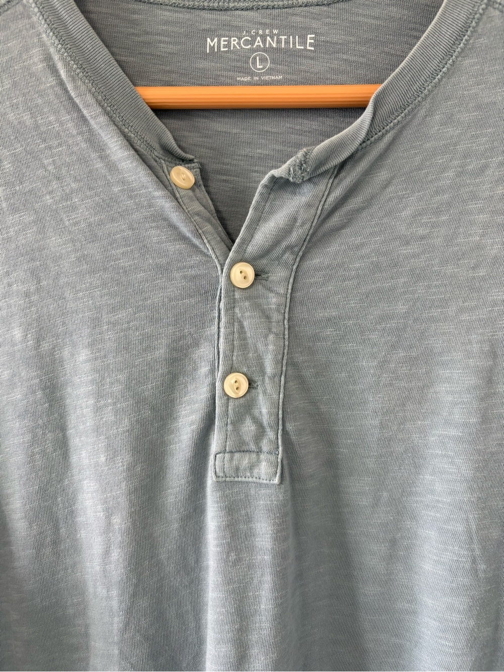J.Crew Mercantile Blue Slub Cotton Henley Long Sleeve Shirt Size Large - Picture 4 of 8